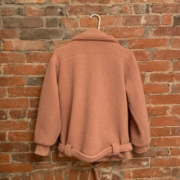 Pocketed Sherpa Motto Jacket - Mauve - Picture 7 of 7